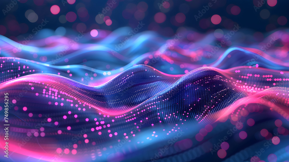 abstract background with glowing lines, abstract futuristic background with vibrant pink and blue neon lights, generative ai - obrazy, fototapety, plakaty 