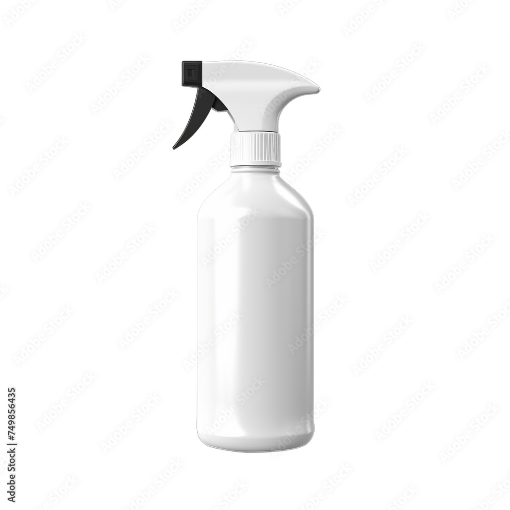 A blank plastic spray bottle with a trigger spray nozzle isolated on transparent background, png A blank plastic spray bottle with a trigger spray nozzle isolated on transparent background, png