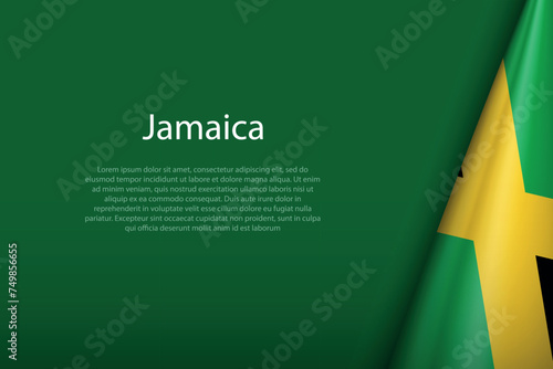 Jamaica national flag isolated on background with copyspace