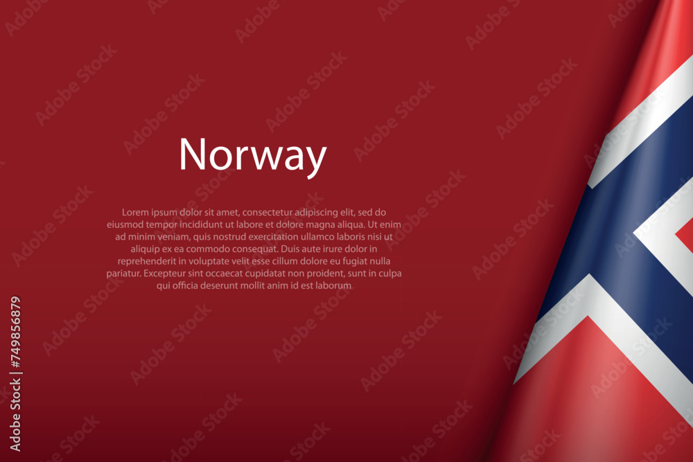 Fototapeta premium Norway national flag isolated on background with copyspace