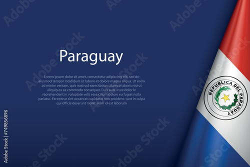 Paraguay national flag isolated on background with copyspace