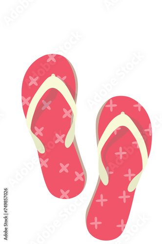 Flip flops flat vector set. Colorful flip flops illustration in cartoon style. Hello summer concept. Summer vacation item. Summer accessories.