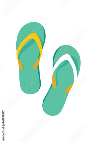 Flip flops flat vector set. Colorful flip flops illustration in cartoon style. Hello summer concept. Summer vacation item. Summer accessories.