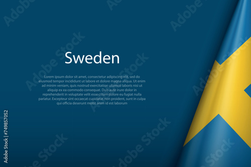Sweden national flag isolated on background with copyspace photo