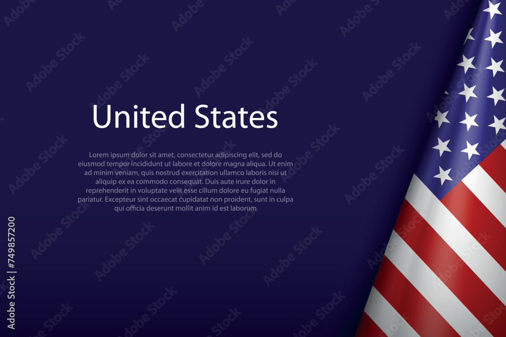 United States national flag isolated on background with copyspace