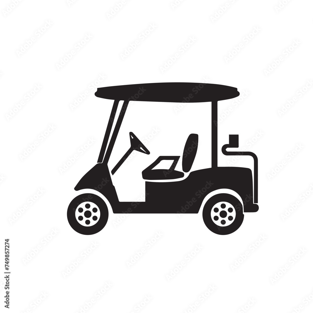 Golf cart in cartoon, doodle style . Image for t-shirt, web, mobile apps and ui. Isolated 2d vector illustration in logo, icon, sketch style, Eps 10, black and white. AI Generative