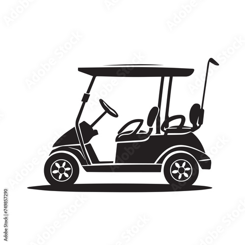 Golf cart in cartoon, doodle style . Image for t-shirt, web, mobile apps and ui. Isolated 2d vector illustration in logo, icon, sketch style, Eps 10, black and white. AI Generative