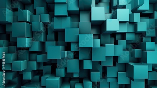 Abstract blue and green cubic background.