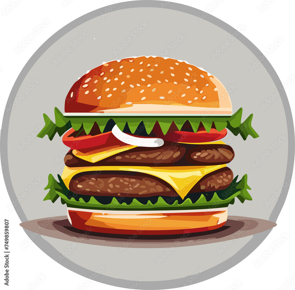 Flat Vector Logo Hamburger on a Transparent Background - Generative AI