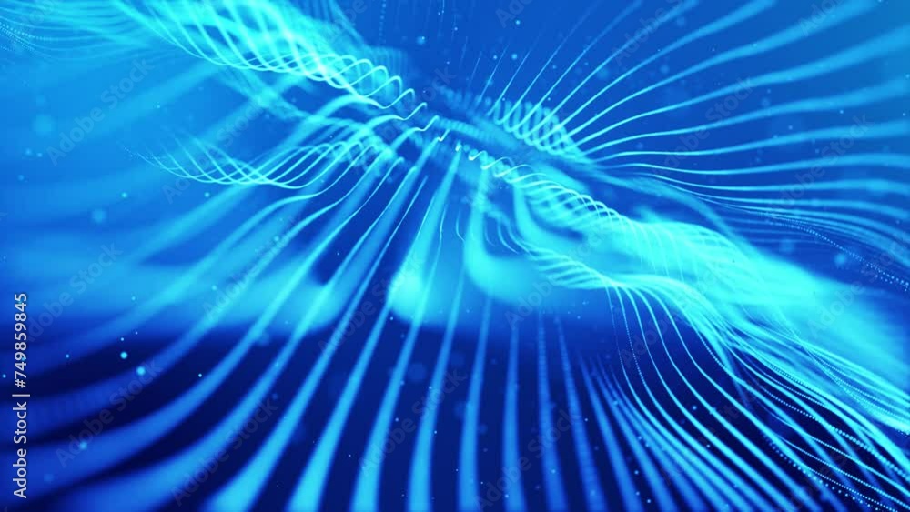 looped background with particles and dof effect. Futuristic Motion Design with Glowing Particles forming lines surfaces or strings, creating dynamic and visually stunning display. looped background with particles and dof effect. Futuristic Motion Design with Glowing Particles forming lines surfaces or strings, creating dynamic and visually stunning display.