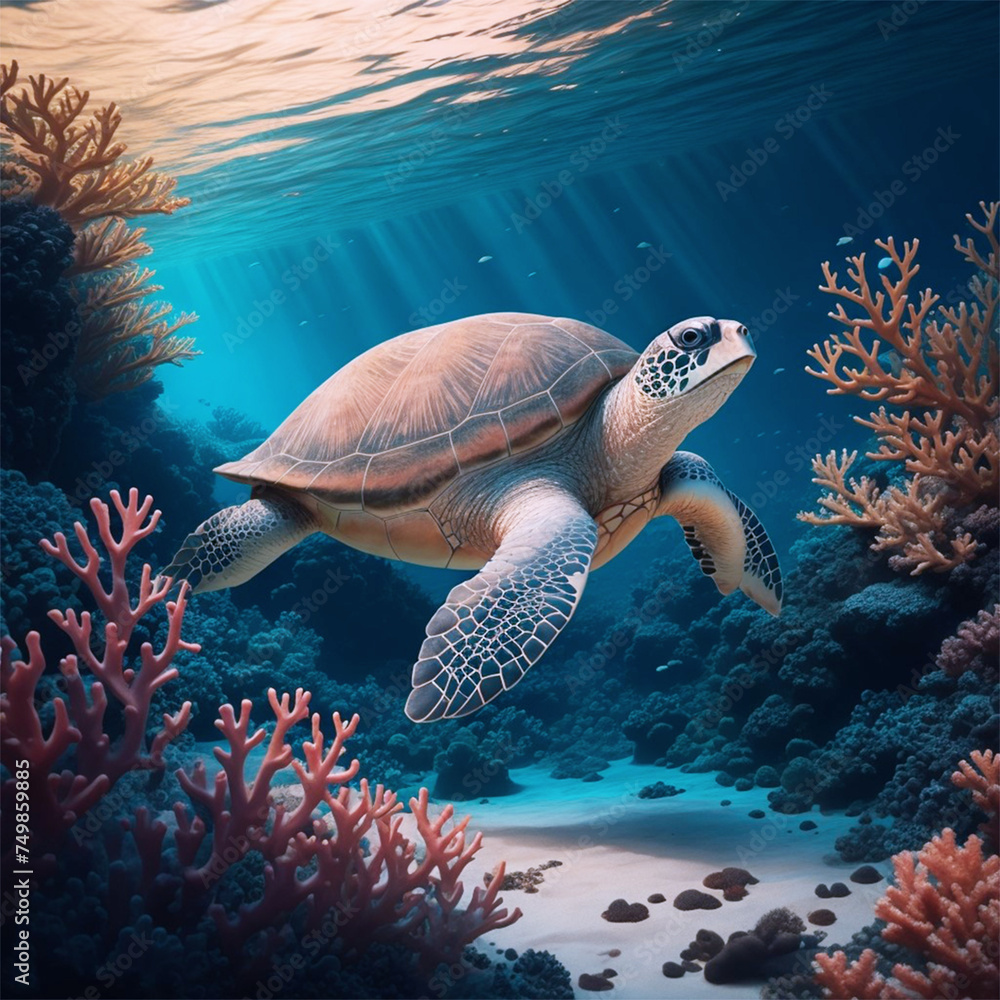 Obraz premium sea turtle swimming