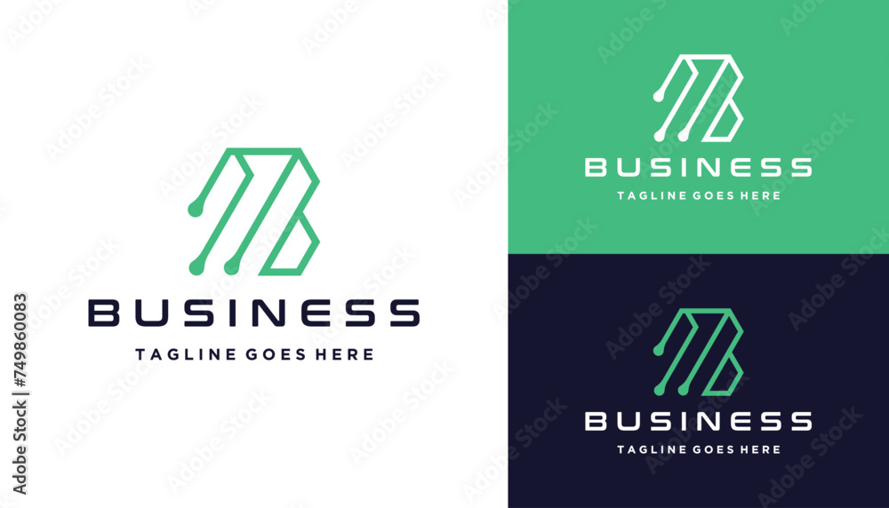 Modern Initial Letter B with Hexagon Digital Wire Line Dots For Futuristic Network Technology Logo Design Modern Initial Letter B with Hexagon Digital Wire Line Dots For Futuristic Network Technology Logo Design