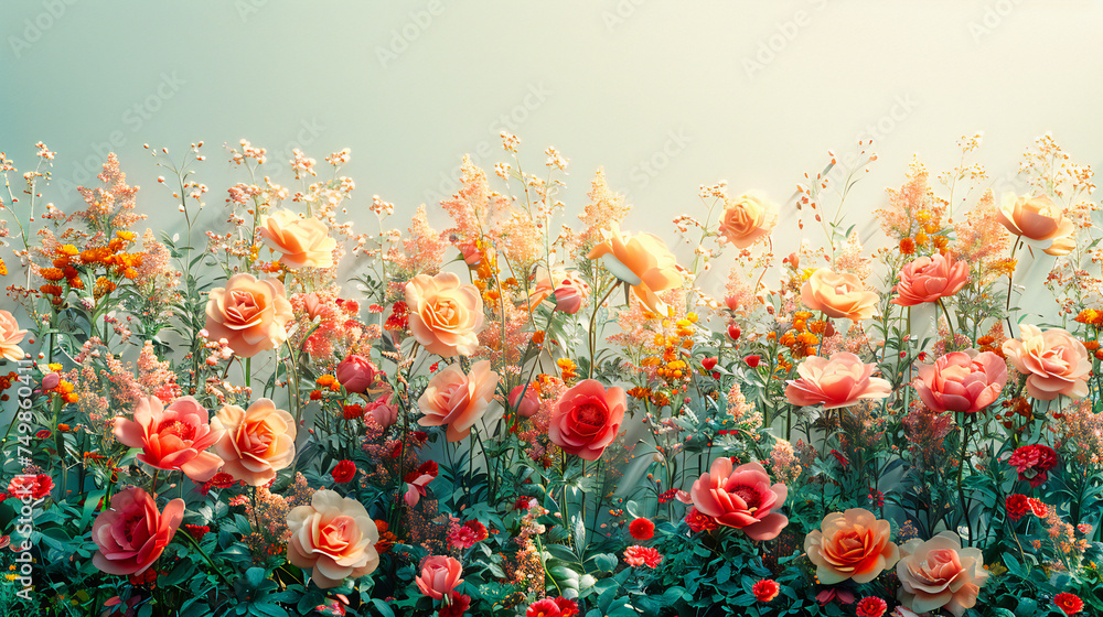 Summer Romance: A Vibrant Rose Garden, Perfect for Celebrating Love and Natural Beauty