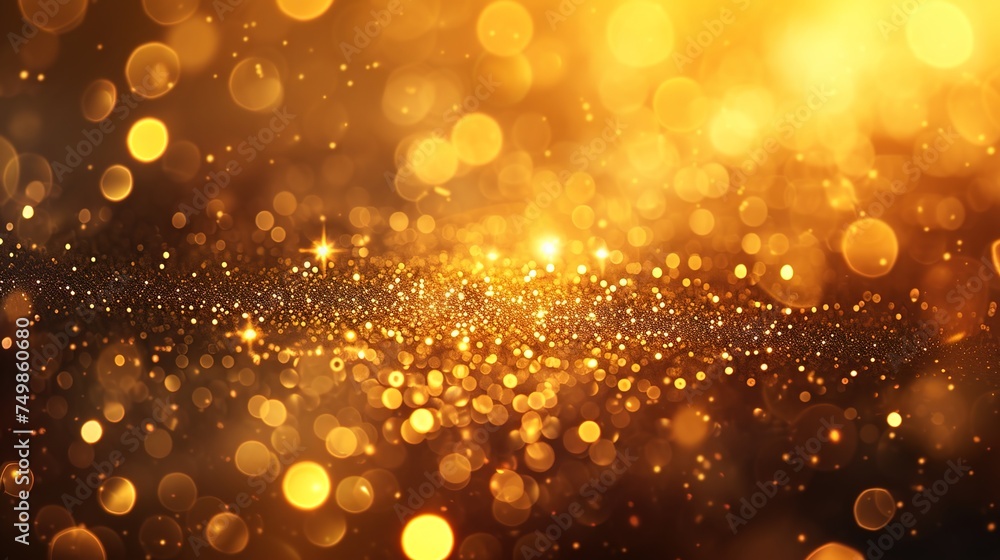 A defocused background with gold glitter that glows throughout Christmas. A defocused background with gold glitter that glows throughout Christmas.