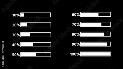 Loading Bar With Percentage. Transparent Background, Alpha Channel. 4K Video