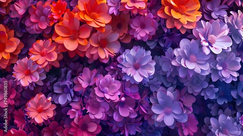 Colorful Flower Wallpaper in Violet and Orange