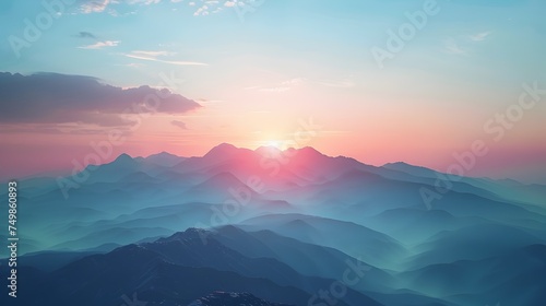 Dreamy Sunrise and Mountains Wallpaper in Soft Pastel Skies