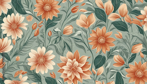 Exotic floral background luxury design, muted colors. pattern for print, fabric.