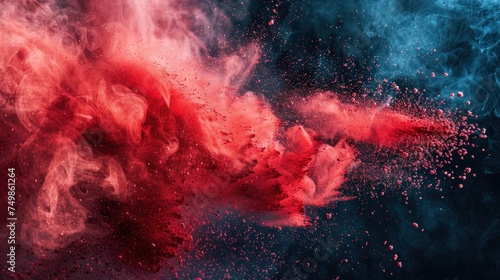 Red chalk dust dances in soft light, capturing ephemeral beauty and dynamic movement.