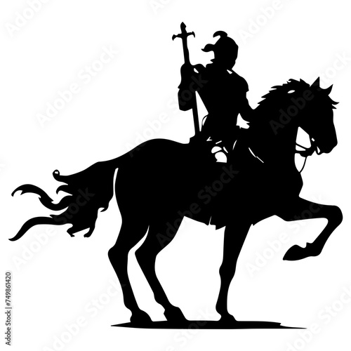 Hand drawn vector illustration sketch of knight on horse