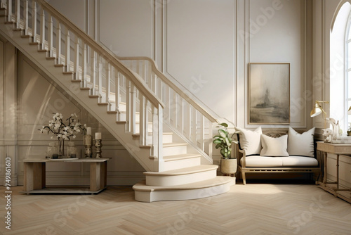Scandinavian elegance portrayed in a beige staircase, where each step whispers the language of clean design and subdued charm. © Abdullah