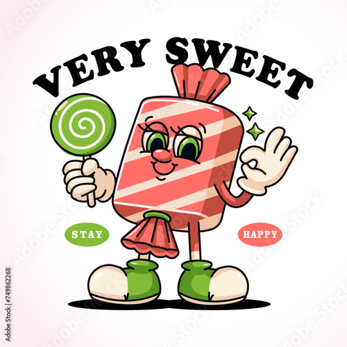 Cute candy retro mascot. Perfect for logos, mascots, t-shirts, stickers and posters photo