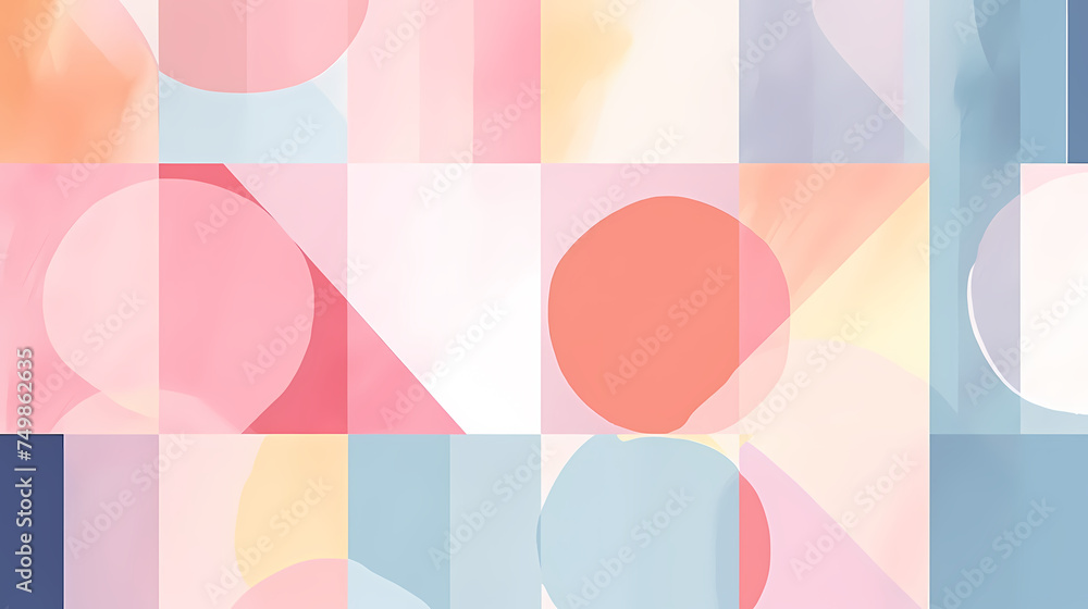 Pastel background with abstract geometric shapes