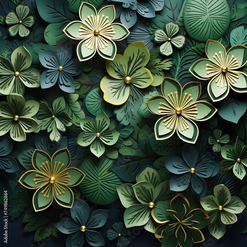 green leafy design forming a tapestry of intertwined shamrocks