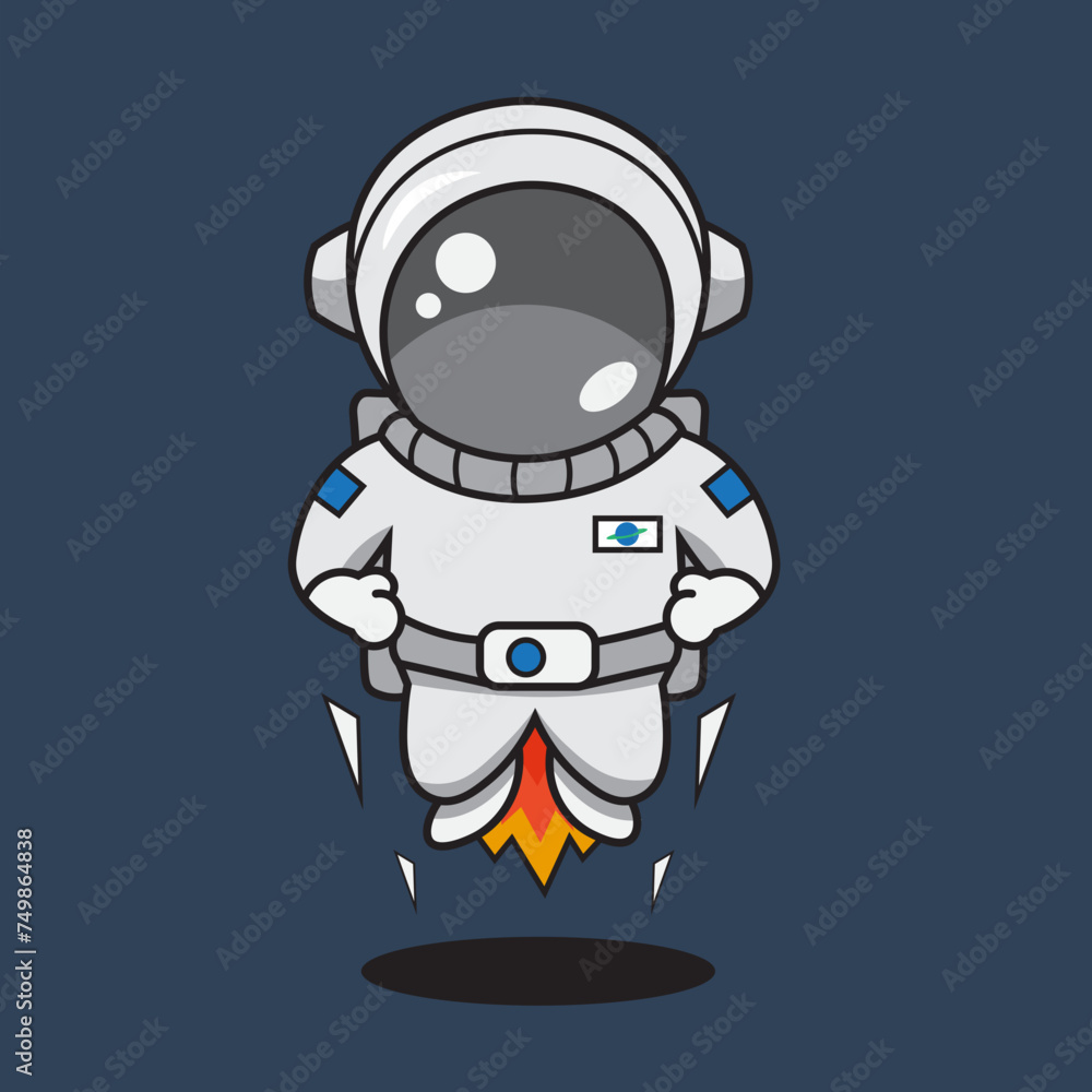 Flying Astronaut - Cartoon | Illustration | Vector