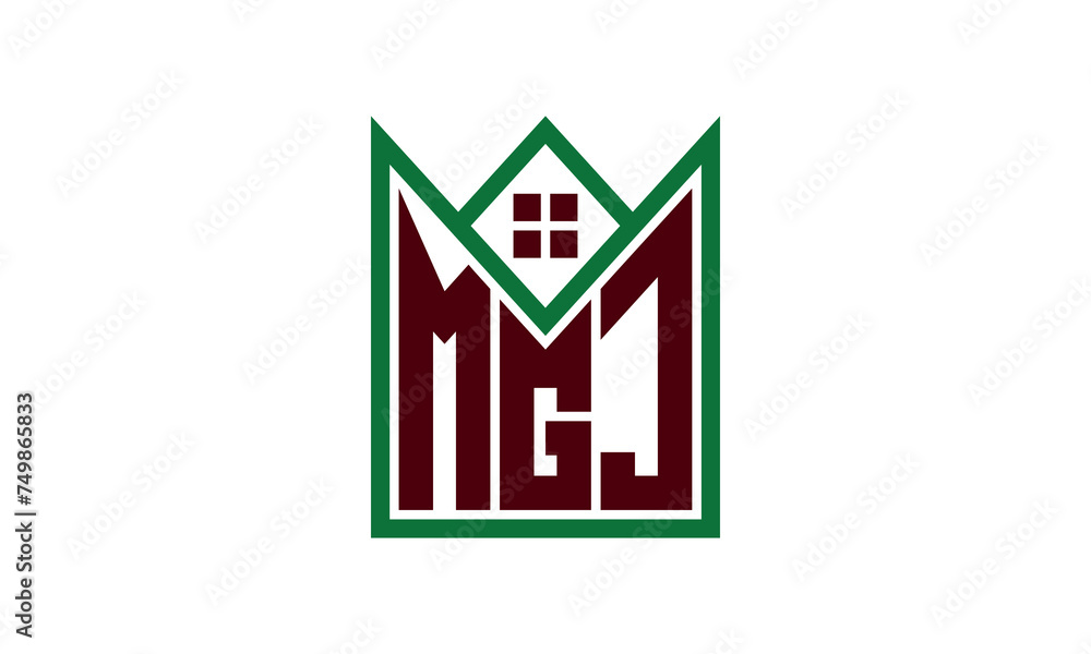 MGJ initial letter real estate builders logo design vector ...