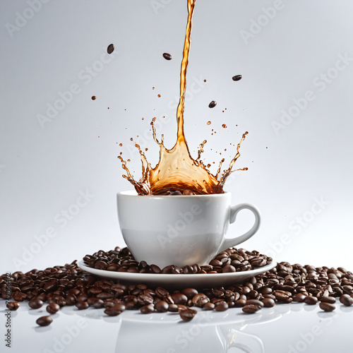 Coffee in a cup coffee liquid splash studio shot background