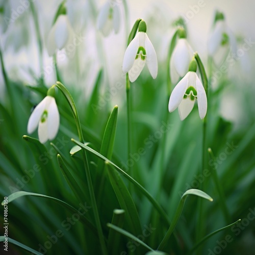 Spring flowers. Beautiful first spring plants - snowdrops. (Galanthus) A beautiful shot of nature in springtime.