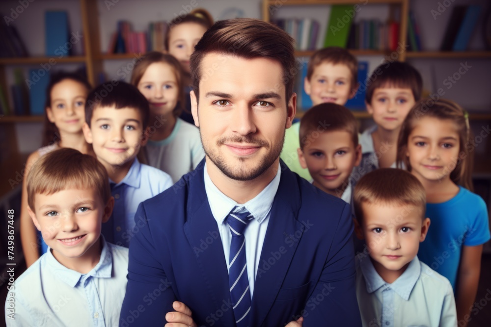 Happy joyful teacher group little kids schoolchildren pupils students smiling standing together portrait. Modern elementary school class lesson study learn offline education acknowledgment classroom Happy joyful teacher group little kids schoolchildren pupils students smiling standing together portrait. Modern elementary school class lesson study learn offline education acknowledgment classroom