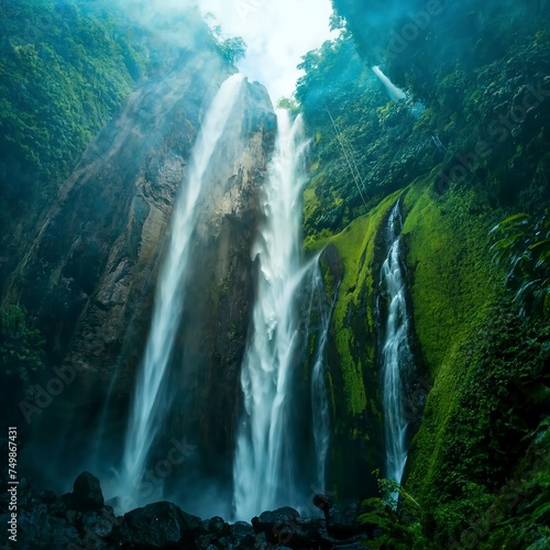 Blawan Waterfall around Kawa Ijen Crater  Beautiful Waterfall hidden in the tropical jungle