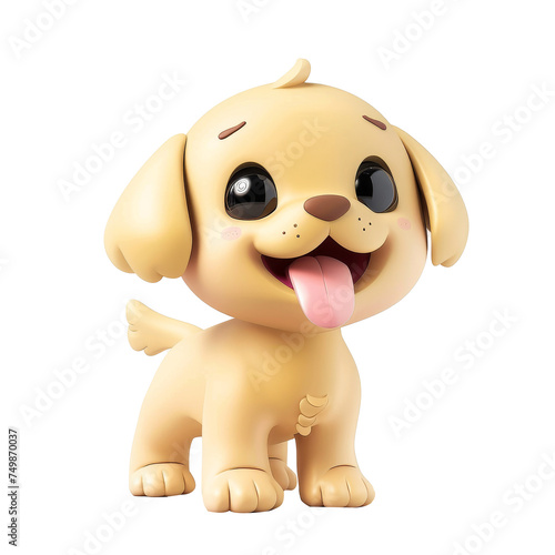 cartoon golden retriever puppy. Lovely pet minimal style. 3d render isolated transparent.