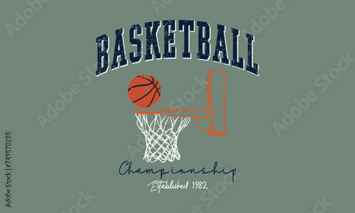 Basketball Championship slogan vector illustration t-shirt print for men womenswear