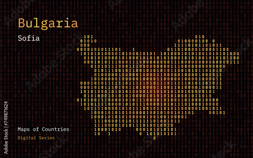 Bulgaria Map Shown in Binary Code Pattern. Matrix numbers, zero, one. World Countries Vector Maps. Digital Series	
