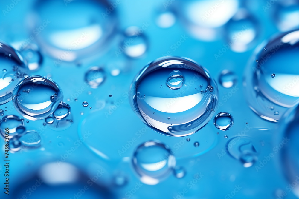 Macro shot of water bubbles. Air bubbles in ice on a blue background Macro shot of water bubbles. Air bubbles in ice on a blue background