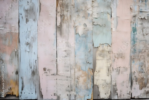 Old wooden planks wallpaper texture, rough, vintage, pastel colors pink and blue banner