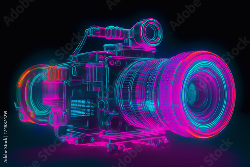 Video camera with neon effect.