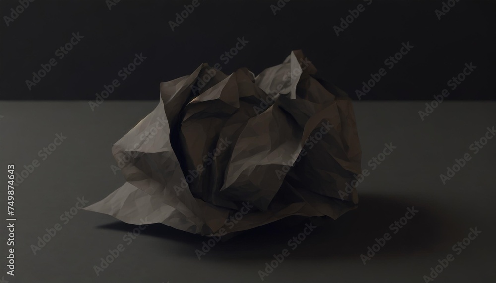 black background a crumpled sheet of black paper