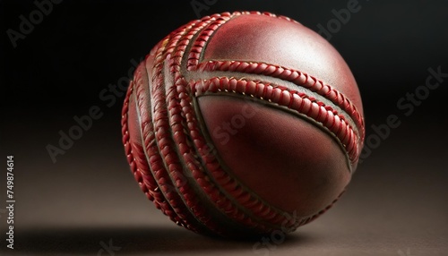 macro of a cricket ball seam