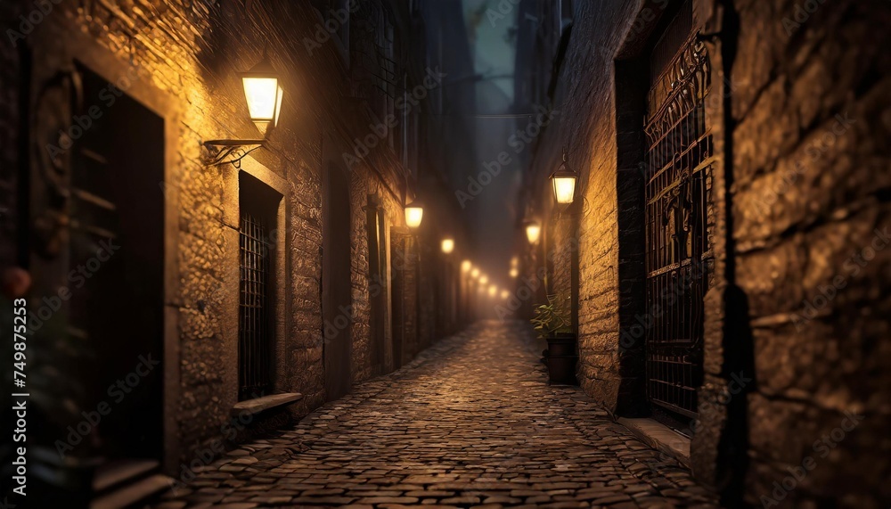 dark alleys where it is dangerous to walk - obrazy, fototapety, plakaty 
