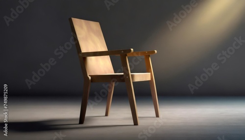 long wooden chair isolated with reflect floor