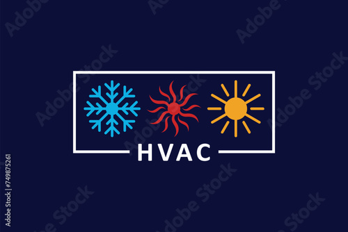 HVAC icon set  heating and cooling set icon