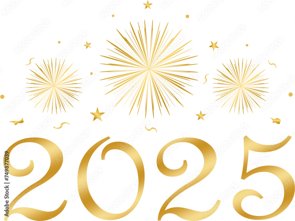 happy new year 2025 - golden design, golden fireworks, beautiful design, ver 2