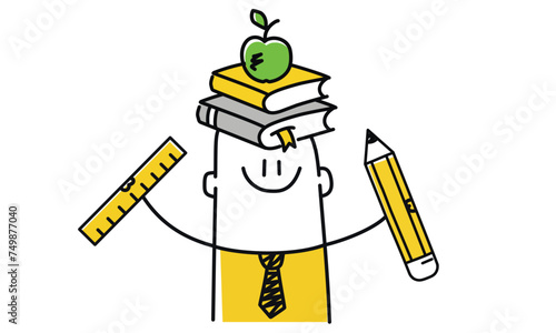 Man with a stack of books on his head