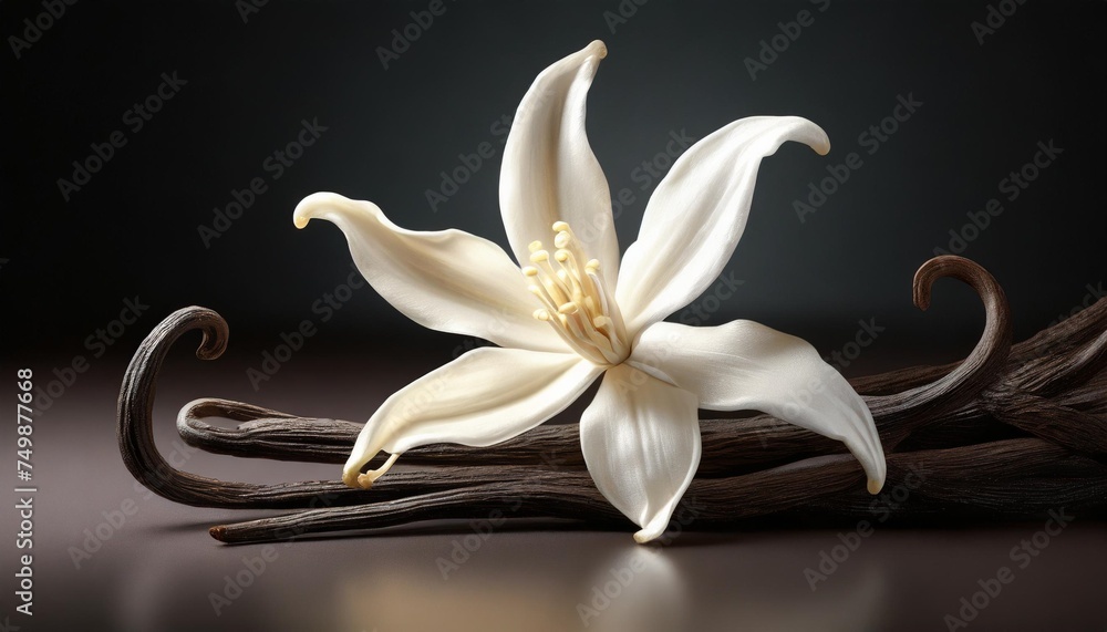 white vanilla flower pod isolated - obrazy, fototapety, plakaty 