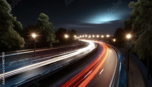 lights of cars driving at night long exposure