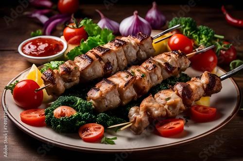 shish kebab on skewers